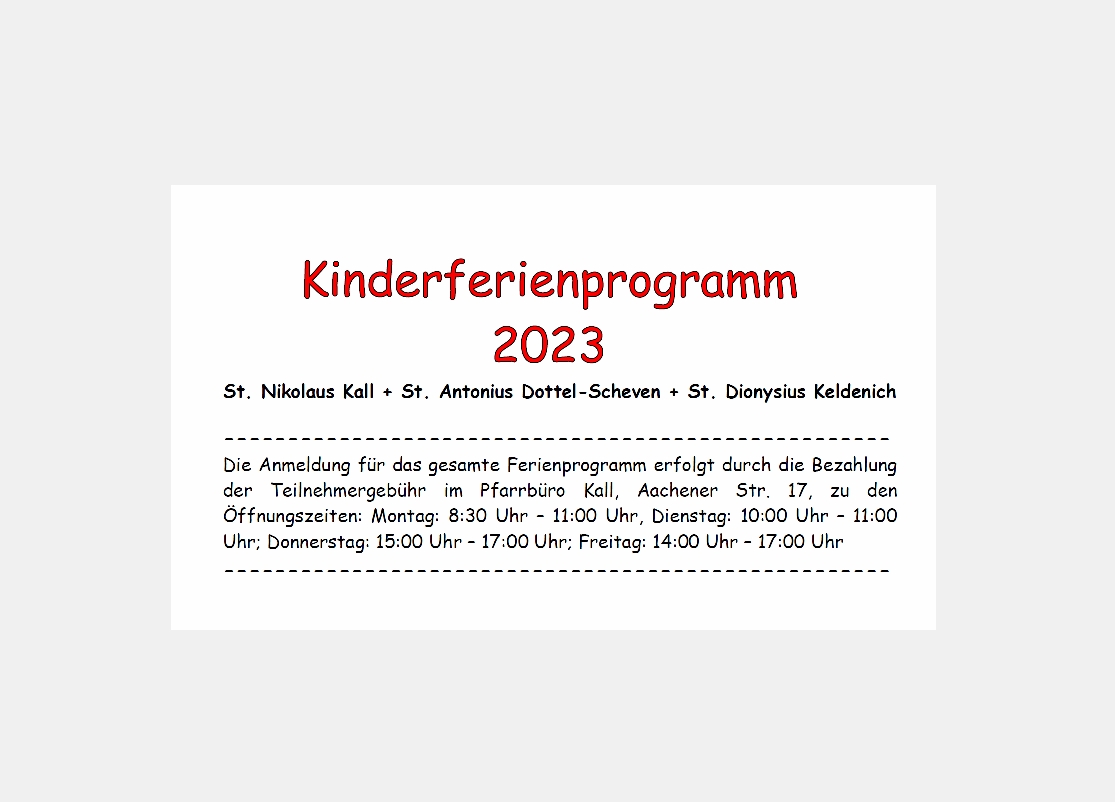 Kinderferienprogramm 2023 Kall (c) Büro Kall